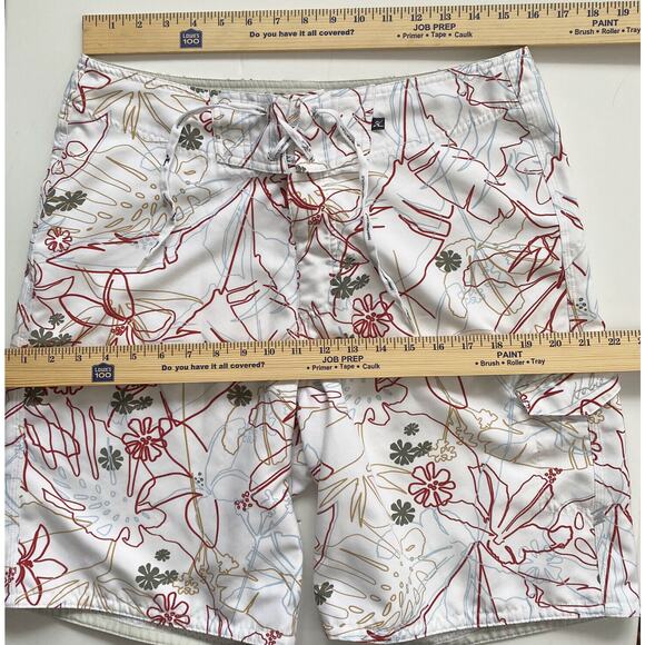 Hobie Custom Swim Suit Mens Size 32 White Floral Tropical Board Shorts Lined - Picture 13 of 14